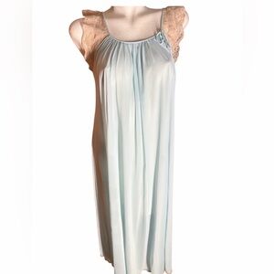 Vintage Komar Nylon Light Blue Chemise with Lace Accents